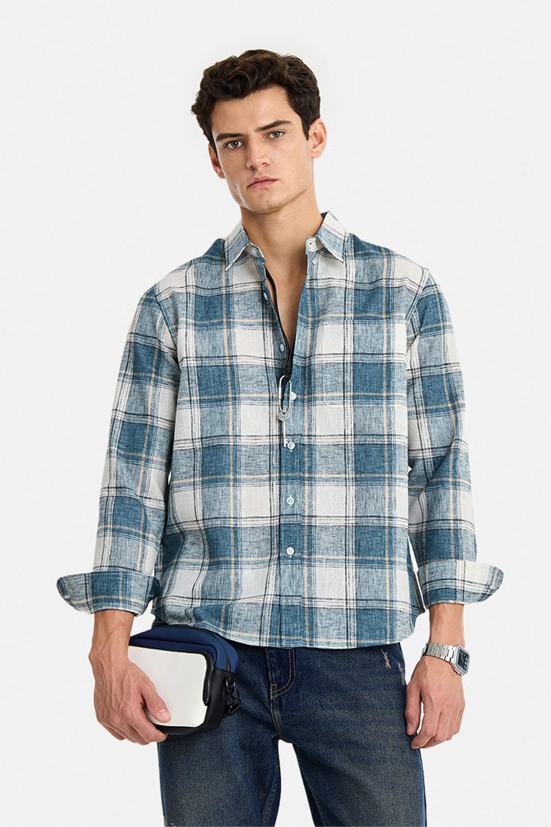 Men's Gray Checked Casual Shirt